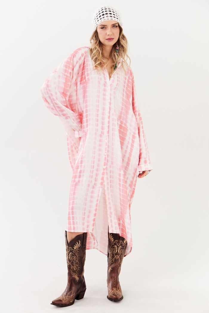 Chemise Midi Rosa Tie Dye Digital Yacamim M8