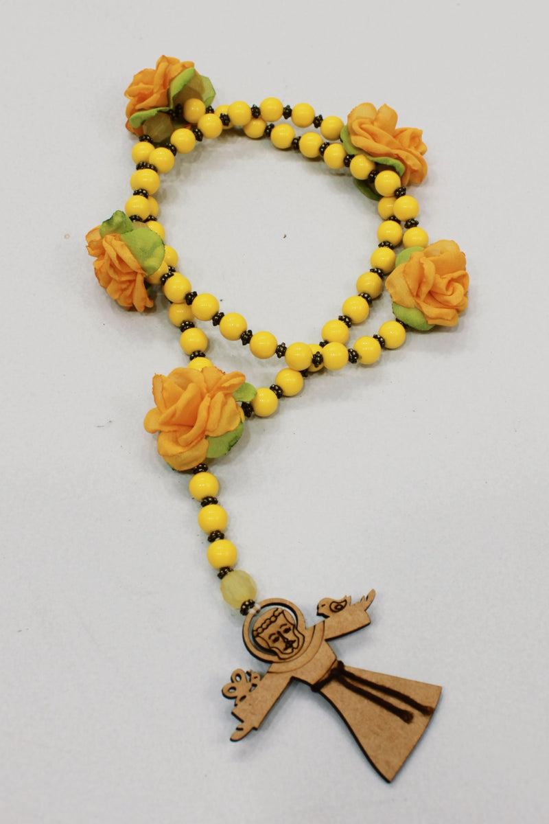 Colar Terço São Francisco De Assis Amarelo Yacamim #586