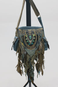 Bolsa De Couro Artesanal Pequena Verde Yacamim #635