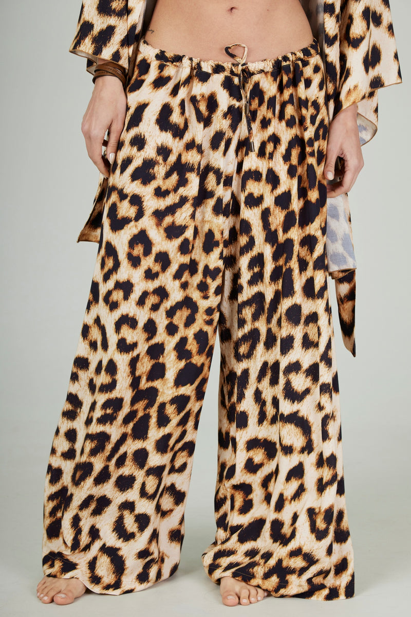 Calça Pantalona Animal Print Yacamim I6