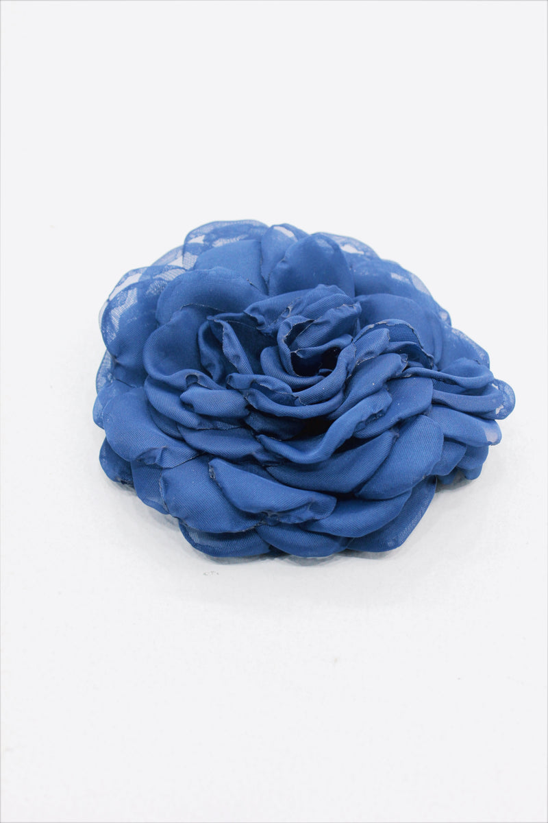 Presilha De Cabelo Flor De Tule Azul Marinho Yacamim #548