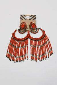 Brinco Artesanal De Miçangas Vermelho Yacamim #680