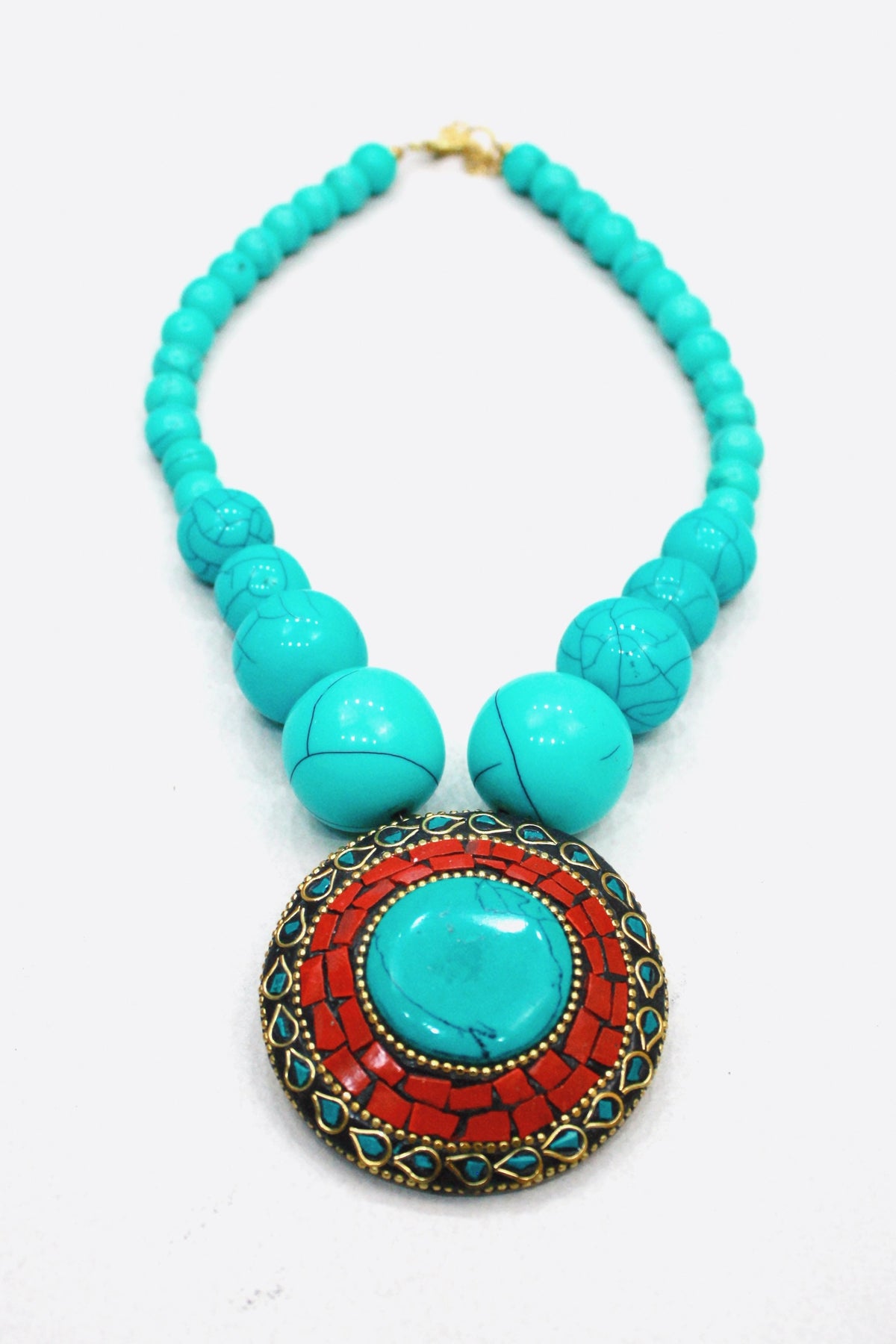 Colar Tibetano Com Esferas Verdes Yacamim #435