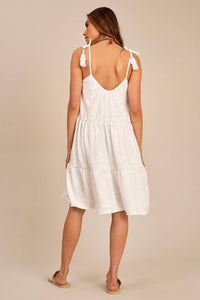 Vestido Curto Com Alças De Amarrar Branco Yacamim D13