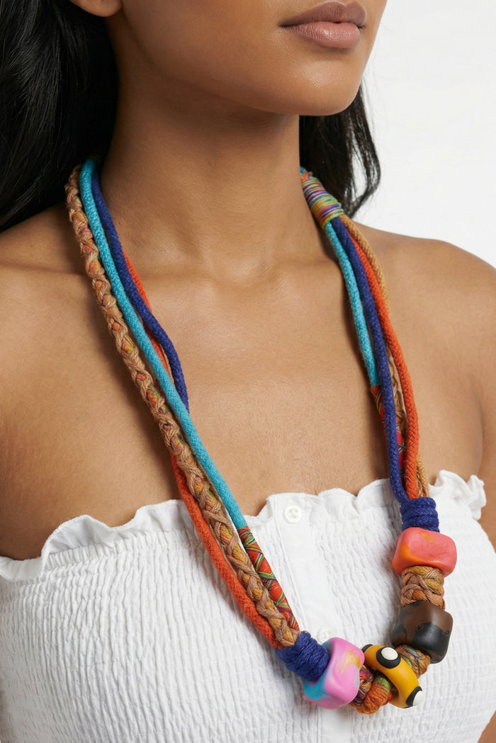 Colar Artesanal De Cordas Coloridas Yacamim #801