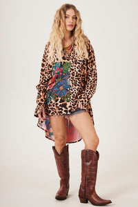 Camisa Ampla Animal Print Frida Kahlo Yacamim S6