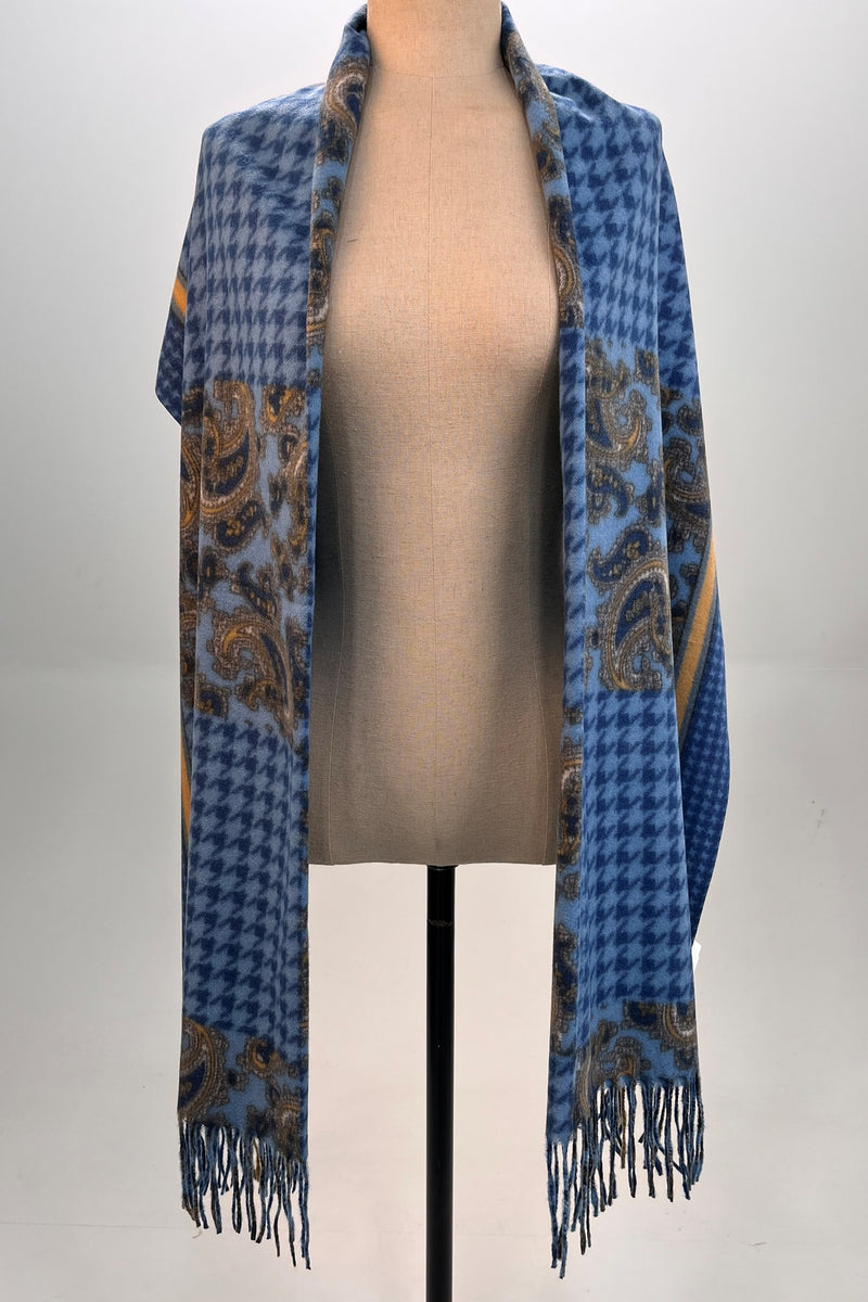 Cachecol Manta Cashmere Azul Xadrez Yacamim #331