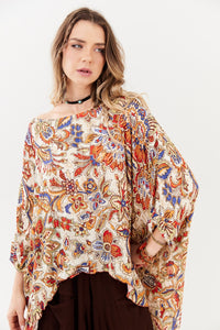 Bata Ampla Bege Estampado Yacamim B1