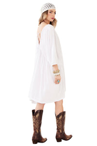 Vestido Curto Com Decote Em V Branco Yacamim E18