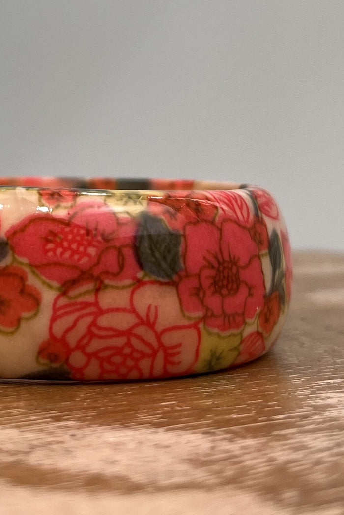 Pulseira Bracelete Estampa Floral Bege Yacamim #273