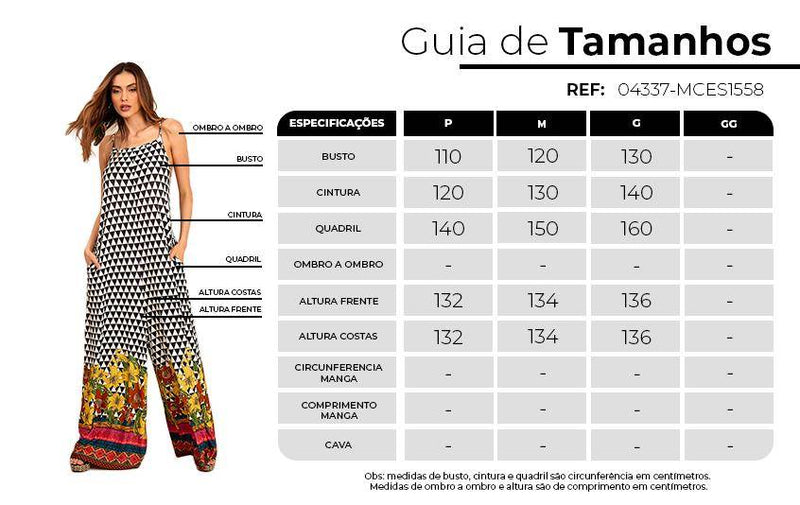 Macacão Pantalona Com Bolsos Preto E Branco Estampa Geométrica Yacamim