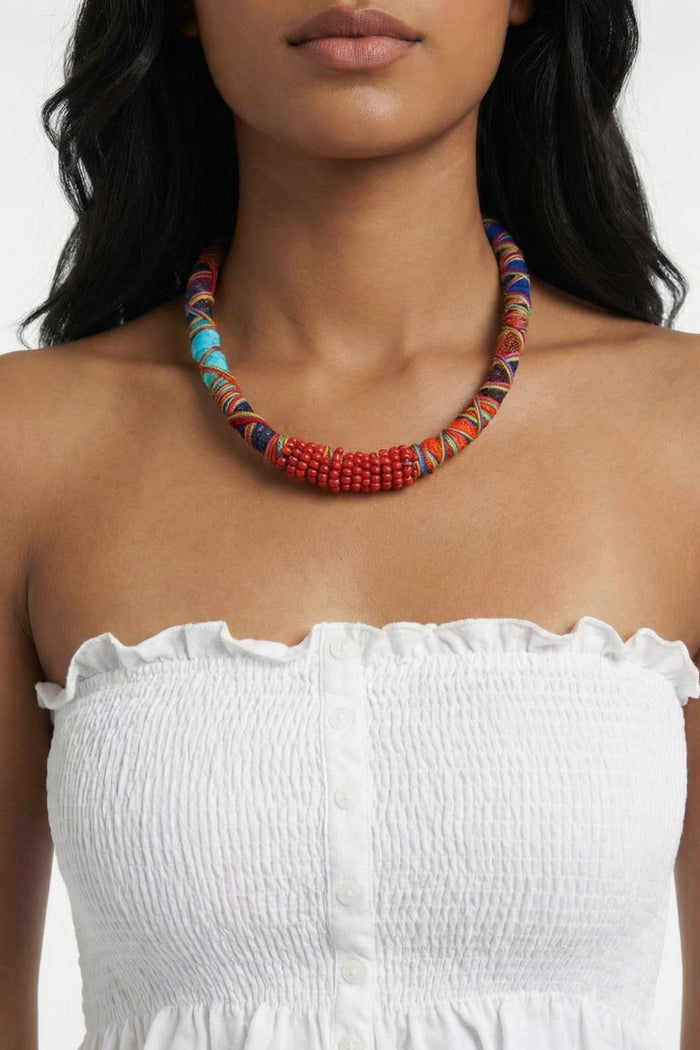 Colar Artesanal De Cordas Coloridas Yacamim #781