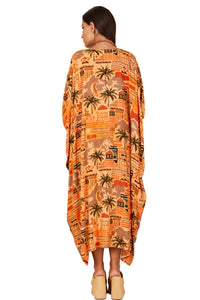 Kaftan Longo Laranja  Patchwork Yacamim J9