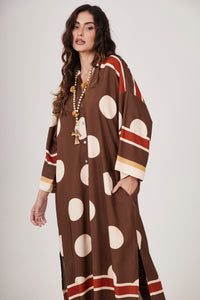Chemise Midi Amplo Marrom Poá Yacamim N3