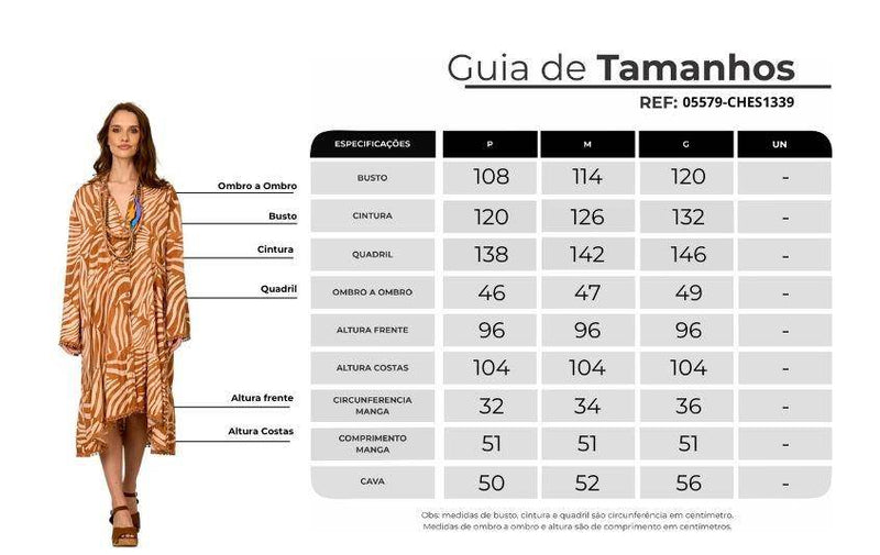 Chemise Curto Amplo Marrom Claro Estampado Yacamim N10