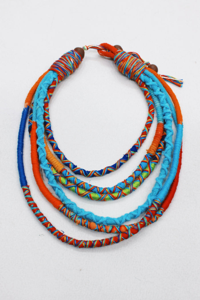 Colar Artesanal De Cordas Coloridas Yacamim #565
