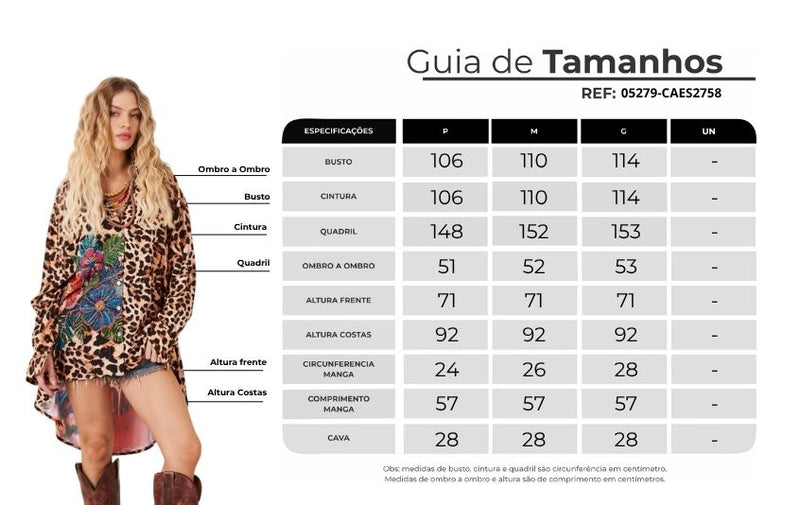 Camisa Ampla Animal Print Frida Kahlo Yacamim S6