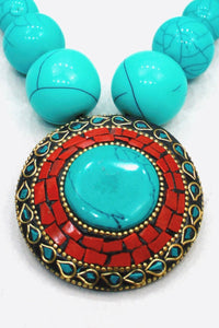 Colar Tibetano Com Esferas Verdes Yacamim #435