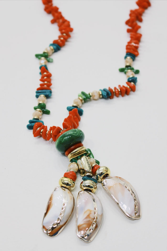 Colar Artesanal De Miçangas Com Mix De Pingentes Yacamim #713