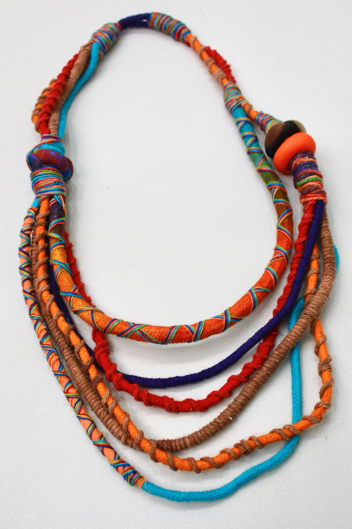 Colar Artesanal De Cordas Coloridas Yacamim #394