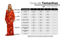 Vestido Modelo Longo Com Mangas Longas Flare Laranja Estampado Yacamim D12