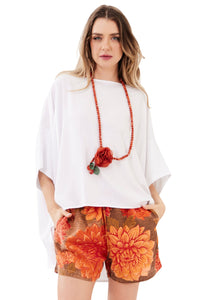 Bata Ampla Decote Ombro A Ombro Branco Yacamim B21