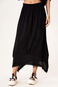 Saia Viscolinho Com Bolso Lateral Preto Yacamim A5