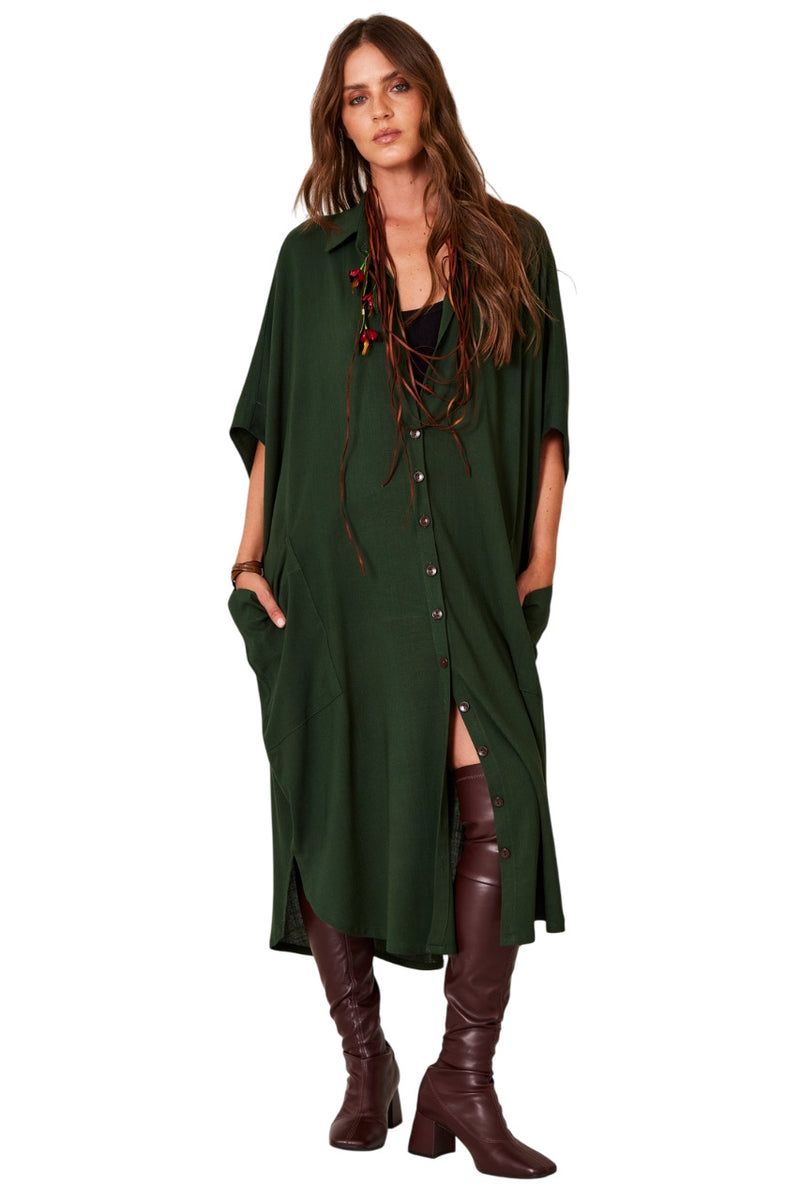 Chemise Longo Verde Escuro Yacamim N8