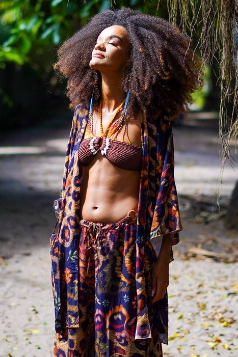 Kimono Curto Animal Print Coleção Bahêa Yacamim Q6