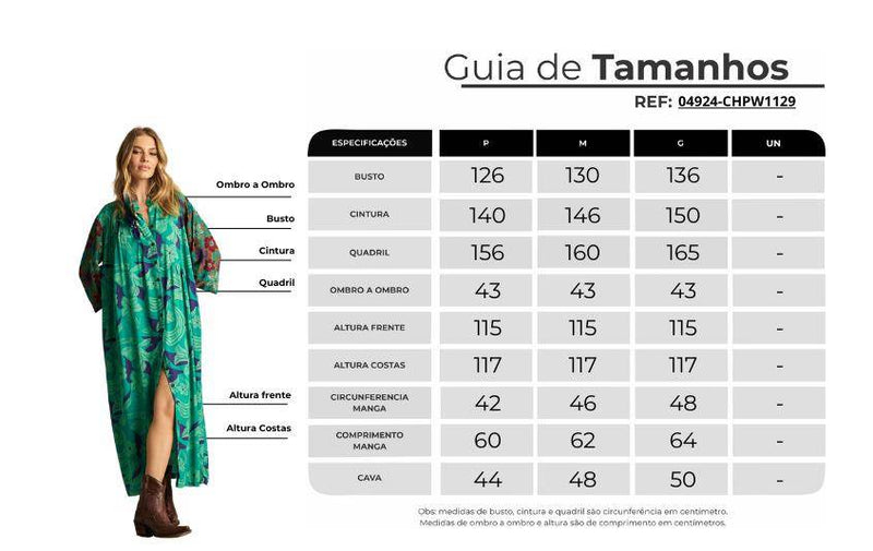 Chemise Longa Com Mangas Bufantes Verde Patchwork Yacamim P4