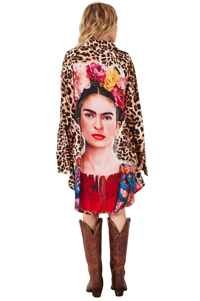 Camisa Ampla Animal Print Frida Kahlo Yacamim S6