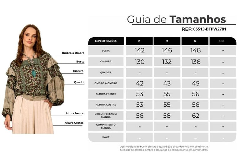 Bata Com Mangas Longas Bufantes Verde Estampado Patchwork Yacamim B20