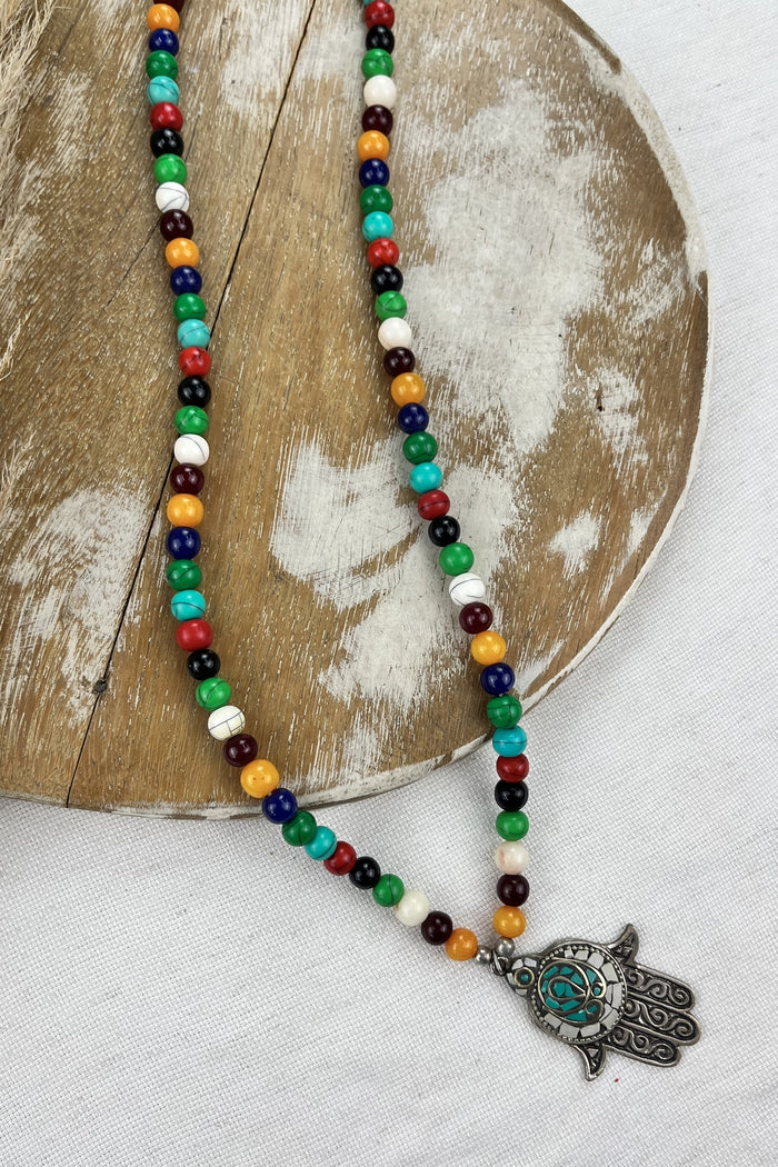 Colar Artesanal Com Pingente De Mão De Fátima Yacamim #173