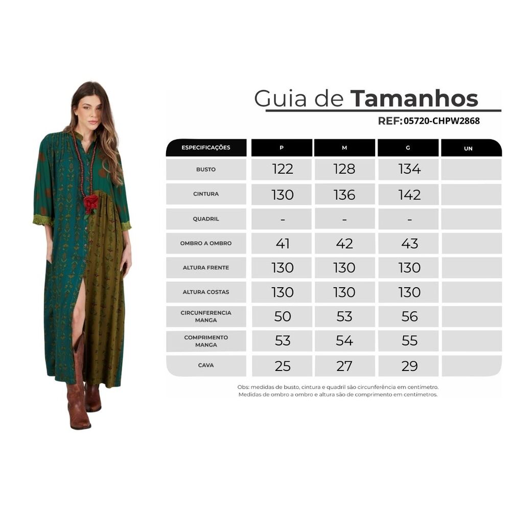 Chemise Longo Verde Patchwork Yacamim N5