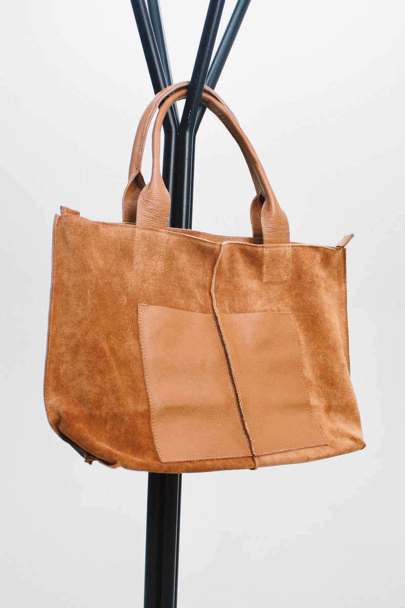 Bolsa De Couro Com Alças Caramelo Yacamim #427