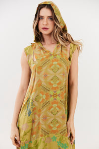 Vestido Midi Verde Patchwork Yacamim E28