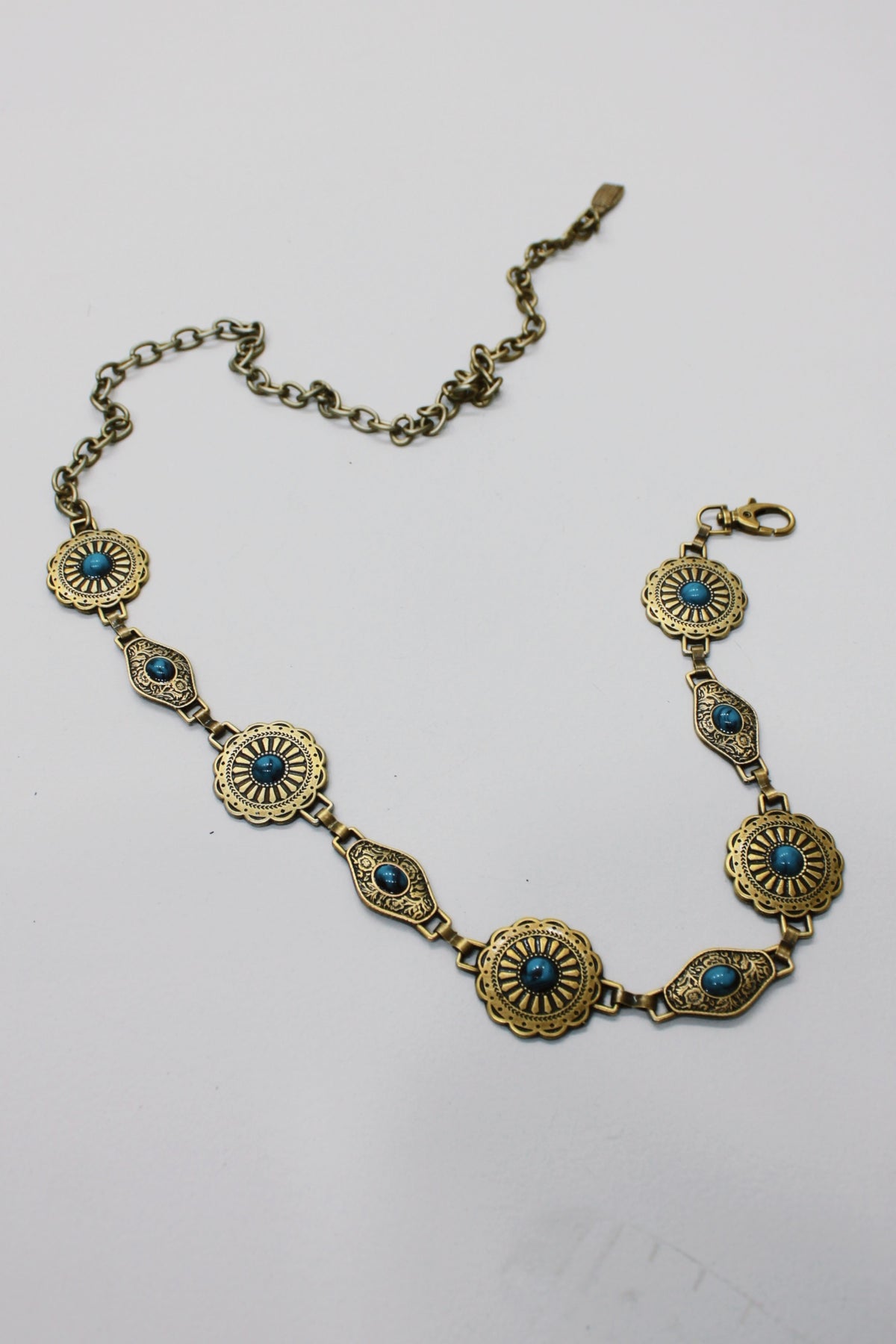 Cinto De Metal Em Ouro Velho Com Pedras Yacamim #699