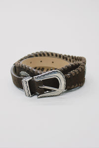 Cinto De Couro Marrom Escuro Com Fivela Metática Yacamim #666