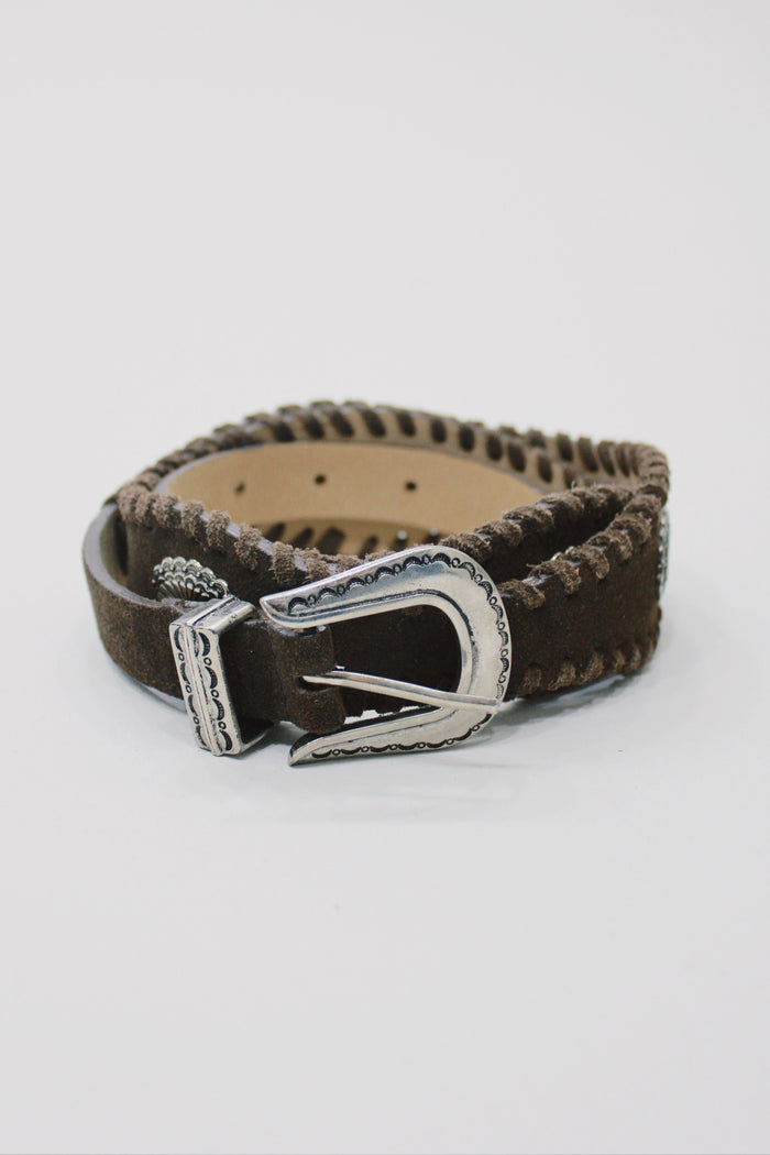 Cinto De Couro Marrom Escuro Com Fivela Metática Yacamim #666