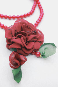 Colar Ave Maria Com Flor Bordô Yacamim #504