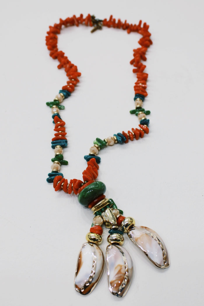 Colar Artesanal De Miçangas Com Mix De Pingentes Yacamim #713