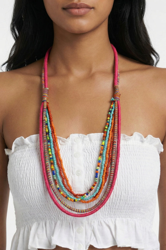 Colar Artesanal De Cordas Coloridas Yacamim #809