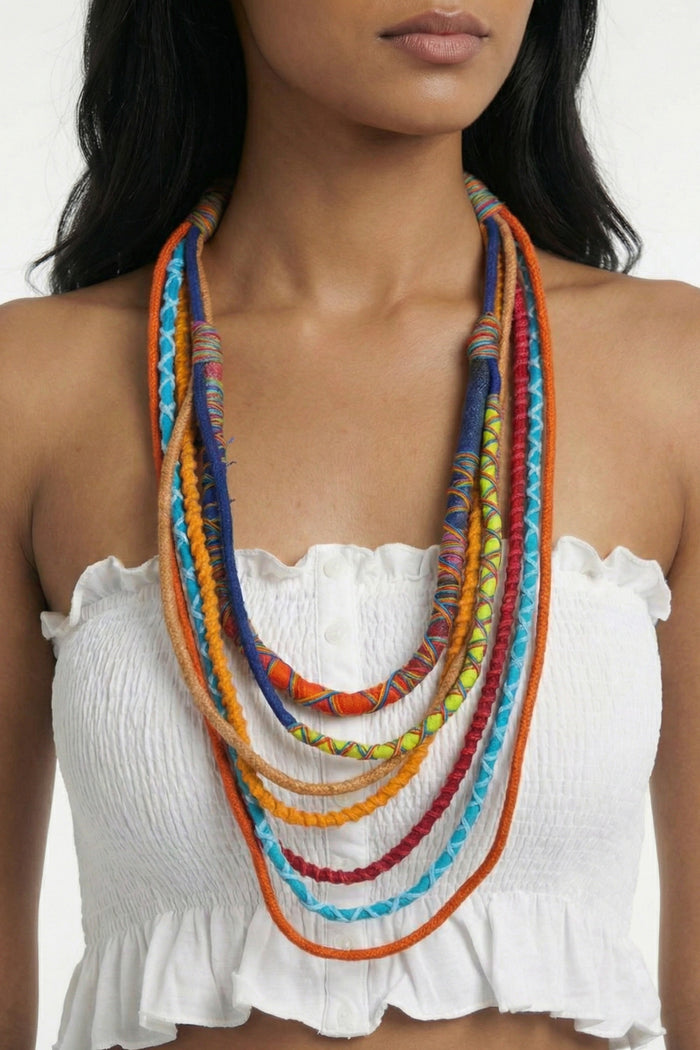 Colar Artesanal De Cordas Coloridas Yacamim #795