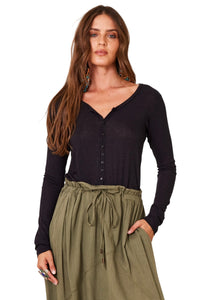 Blusa Básica Com Mangas Longas Justas Preta Yacamim B18
