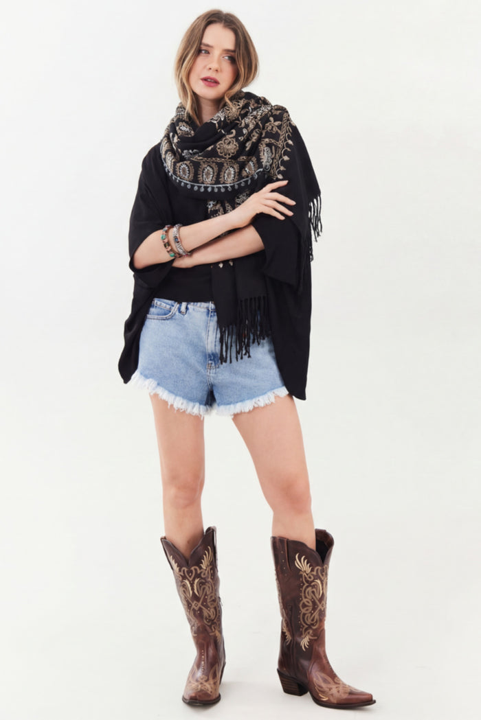 Cachecol Cashmere Preto Yacamim #887