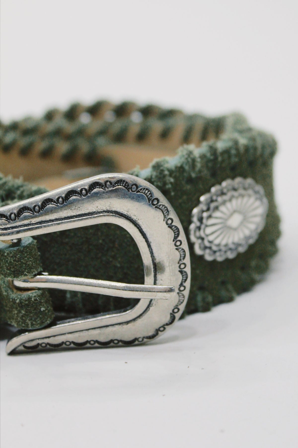 Cinto De Couro Verde Escuro Com Fivela Metática Yacamim #665