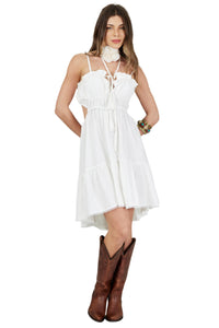 Vestido Curto De Viscolinho Off White Yacamim C25