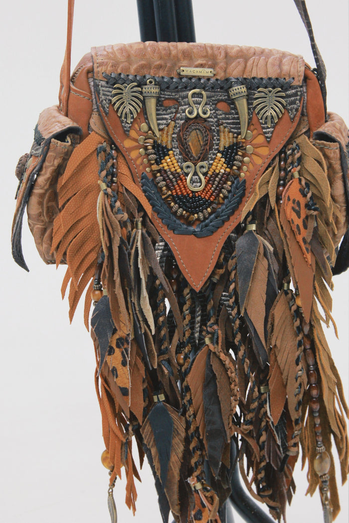 Bolsa De Couro Artesanal Juma Pequena Yacamim #633