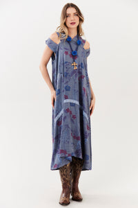 Vestido Midi Com Ombros Vazados E Capuz Yacamim D8