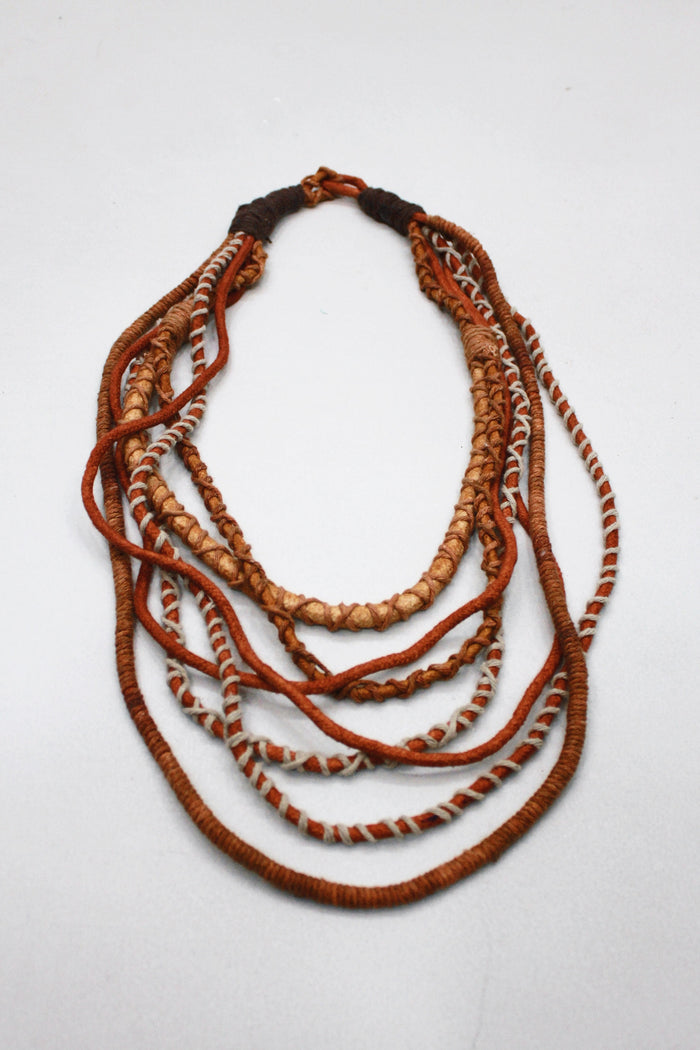Colar Artesanal De Cordas Marrons Yacamim #411